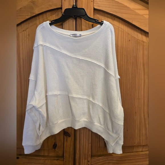 Charlotte Avery Tops - Charlotte Avery Off-White Waffle Knit Blouse